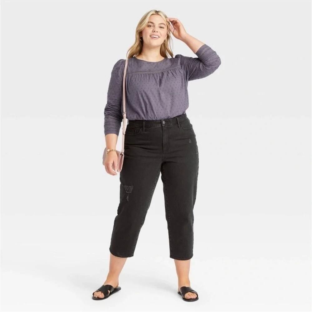 WOMEN'S High-Rise Slim Straight Jeans -Universal Thread Black Plus size